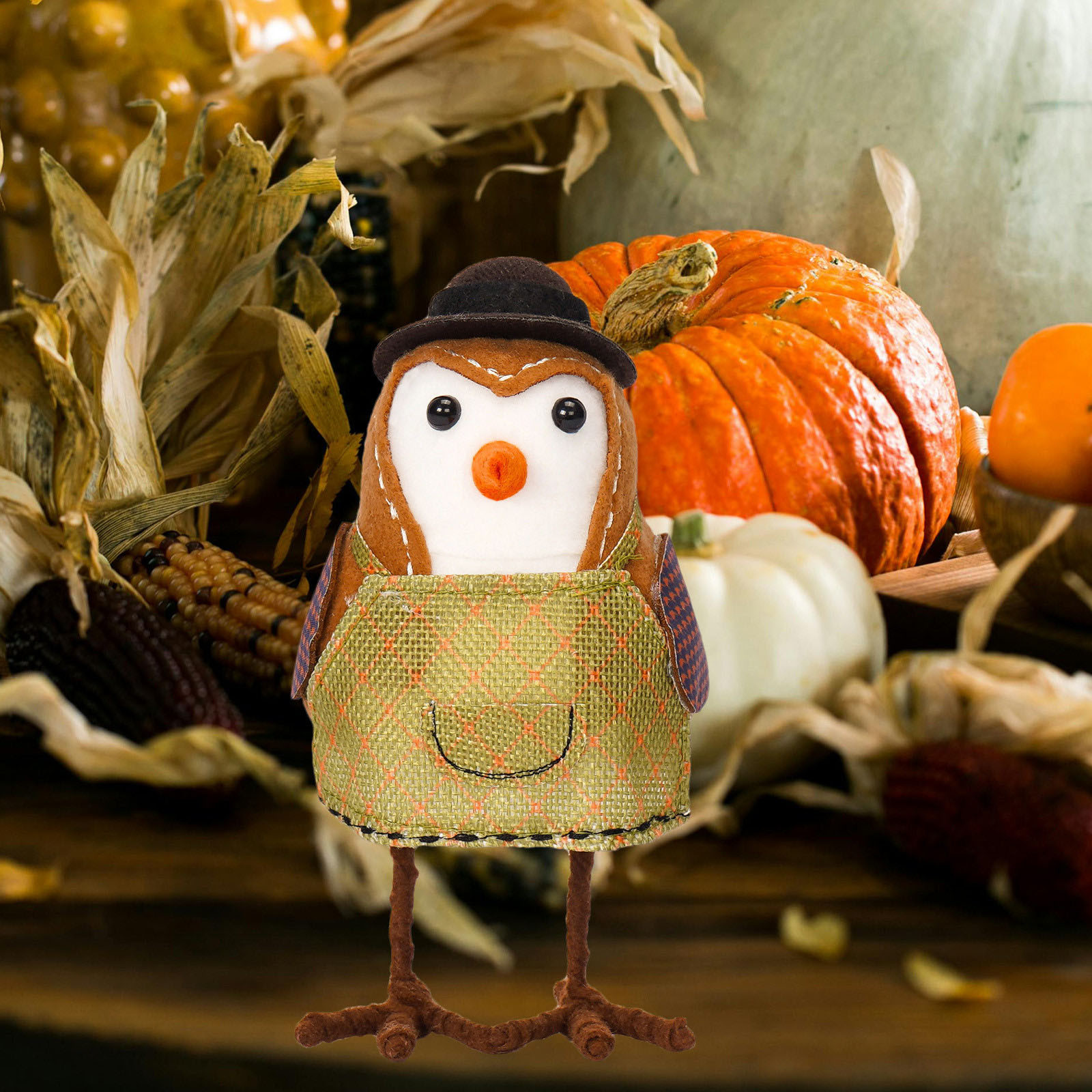 Fabric Birds Decoration,Thanksgiving Fabric Bird Figurine,Fabric Harvest Festival Bird Decor,Thanksgiving Standing Bird Figurine for Tabletop Centerpiece Home Mantel Fireplace Harvest Decor